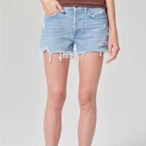 Agolde Blue Jean Shorts Distressed High-Waisted